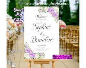 Lavender Wedding Welcome Sign,Lilac Wedding Welcome sign,(106w)